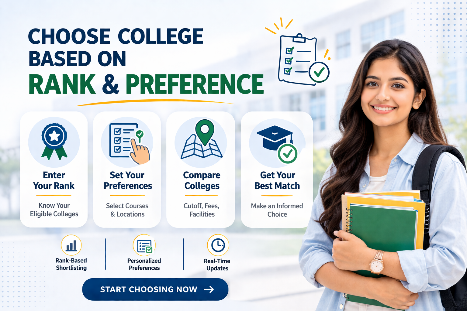 hoose college based on rank & preference